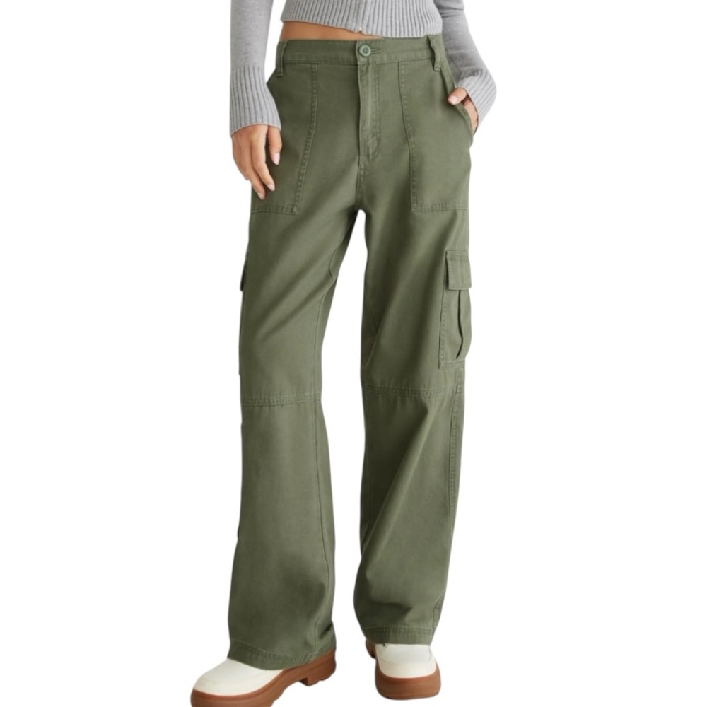 Aeropostale Olive Utility Cargo Pants XS Y2K Wide Leg Skater NWT